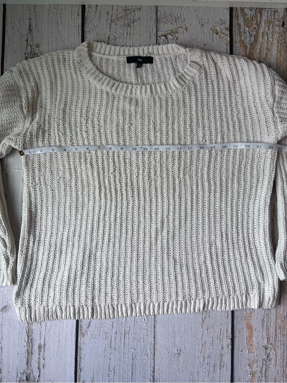 Tag Cream Ribbed Crew Sweater - Picture 2 of 5